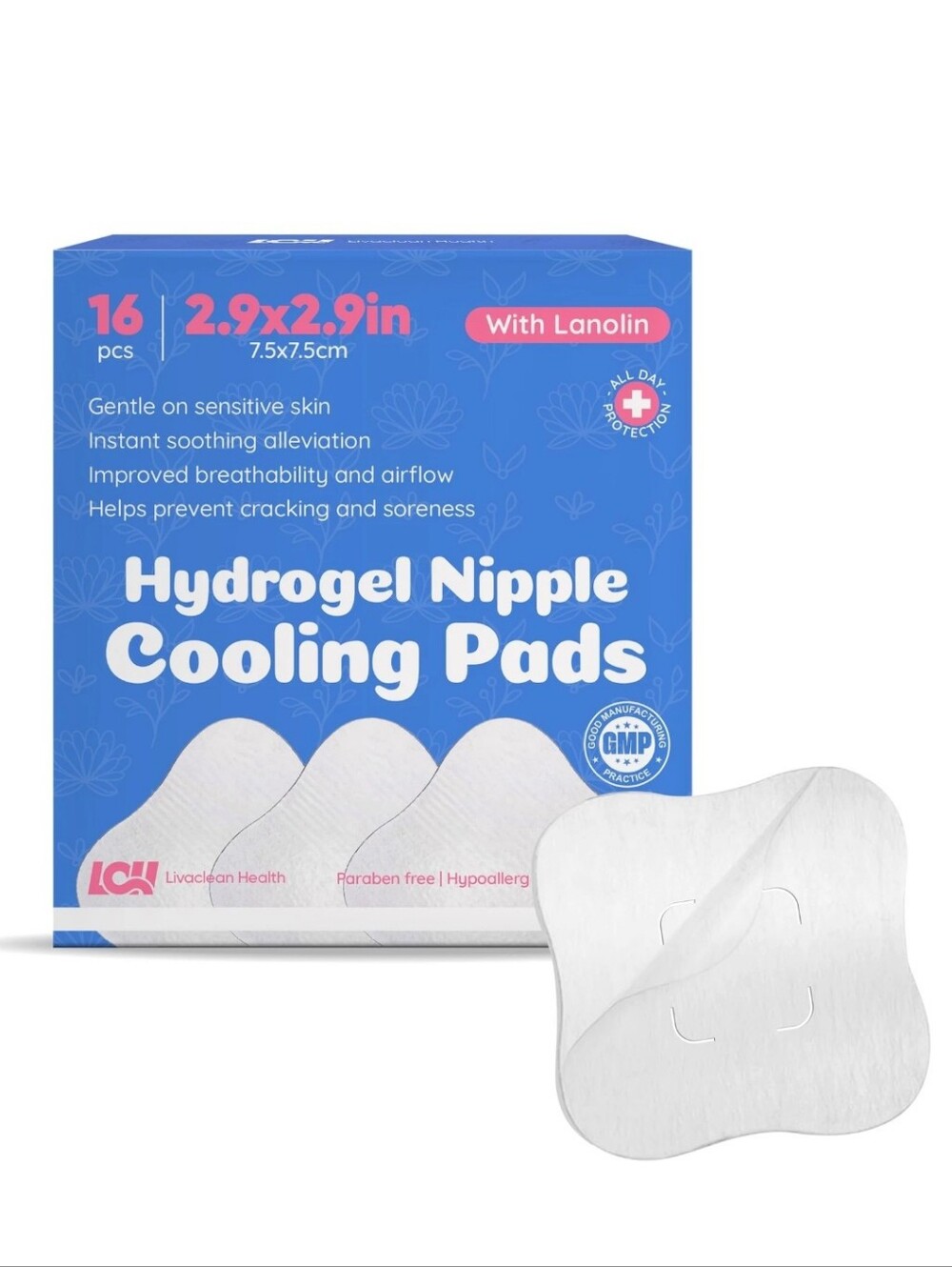 16CT Hydrogel Nipple Pads for Breastfeeding with Lanolin